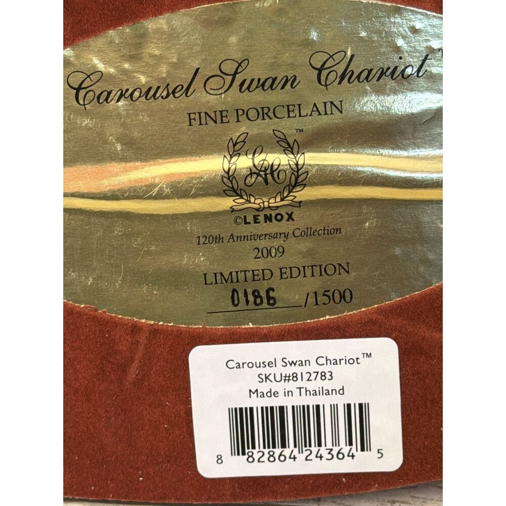 Lenox Carousel Swan Chariot with Wood Base 2009 Ltd Ed 120th Anniversary NIB - Picture 11 of 16